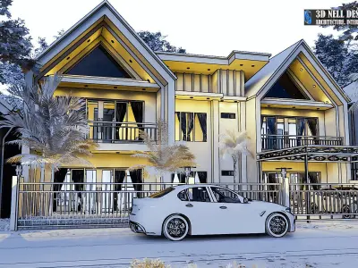 MODERN HOUSE ALLAMANDA ANGUSTIFOLIA 3D model