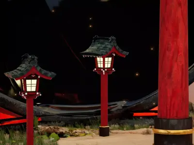 Japanese lantern Low-poly 3D model buy