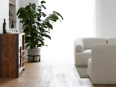 Modern White Interior With 3ds max - corona renderer 3D model