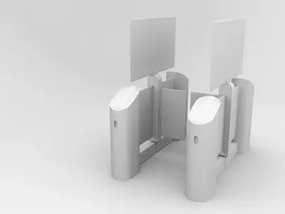 turnstile stand with two doors Low-poly 3D model