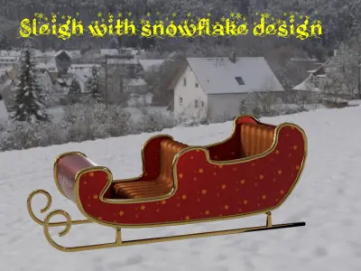 Santa Claus Sleigh Low-poly 3D model