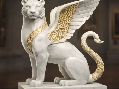 Imperial Winged Lion Guardian  Mythological Fantasy Sculpture 3D print model