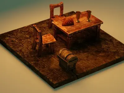 Medieval  - Fantasy Tavern Props - UPDATED Low-poly 3D model