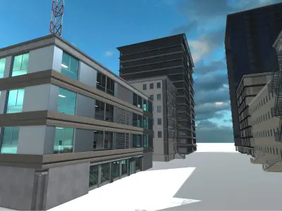 Big Building Pack with interiors Low-poly 3D model