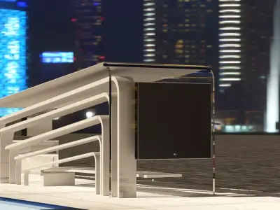 BUSSTOP bus stop in middle of city 3D model