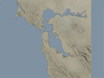 San Francisco Bay Terrain Low-poly 3D model