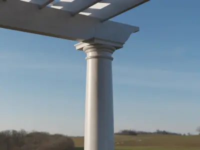 wooden pergola with classic columns gazebo 3D model