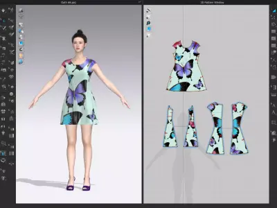 Butterfly Bloom A-Line Dress 3D model
