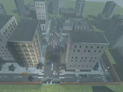 Lowpoly Shooting area City  Low-poly 3D model