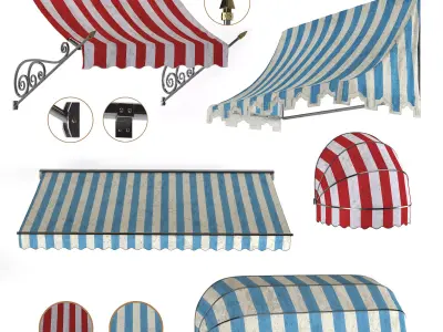awning collection with rainbow stripe 3D model