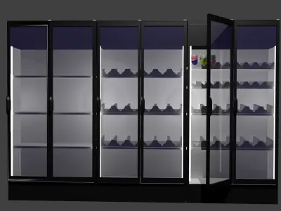 Convenience Store Fridge - minimally stocked Low-poly 3D model