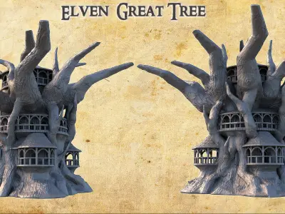 Elven Great Tree Tabletop Terrain 28 MM 3D print model