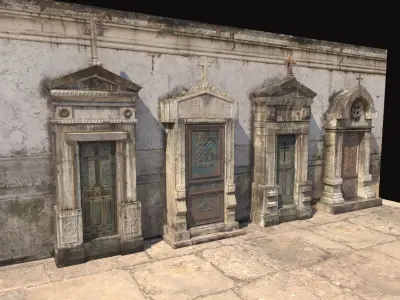 Mausoleum Entrances Lined Side By Side  3D model