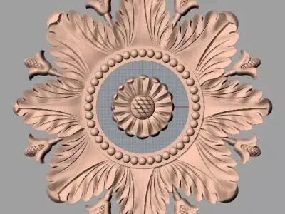 Furniture decoration round flower 3D STL model for CNC E917 3D model