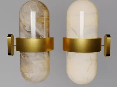 Lamp model two marble wall sconces with gold frames 3D model