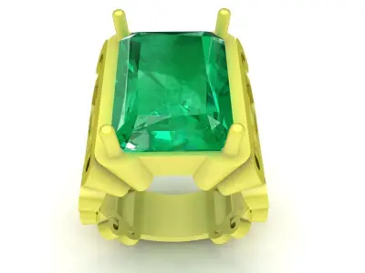 Vintage Architectural Emerald Men Ring  3968 3D print model