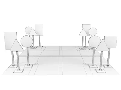 Children play signs road 3D model