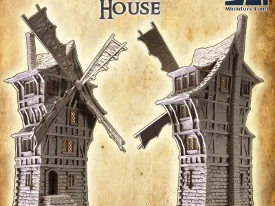 Windmill House Tabletop Terrain 28 MM 3D print model