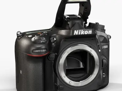 Nikon D7200 DSLR camera Low-poly 3D model
