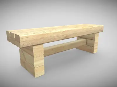 Wooden Bench  Low-poly 3D model