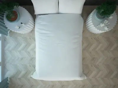 Bedroom interior scene with terrace window 3D model