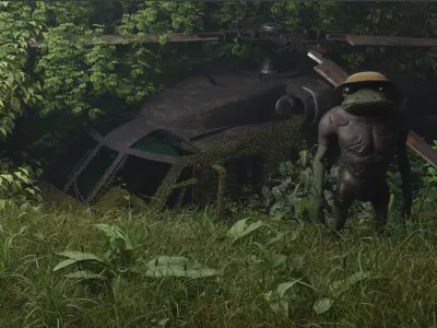 frogman jungle explorer version 8k rigged and textured Low-poly 3D model