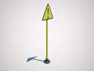 Warning Sign Low-poly 3D model Low-poly 3D model