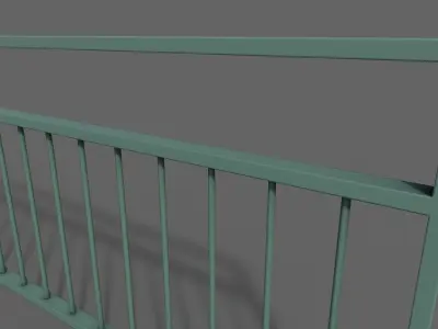 PBR Pedestrian Guard Rail Green V3 Low-poly 3D model