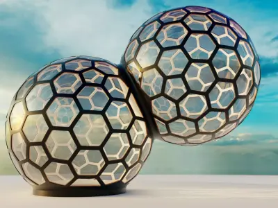 Fused Bubble glass dome with hexagon windows 3D model
