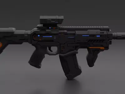 Low Lopy Sci-fi Assault Rifle PBR Game Ready Low-poly 3D model
