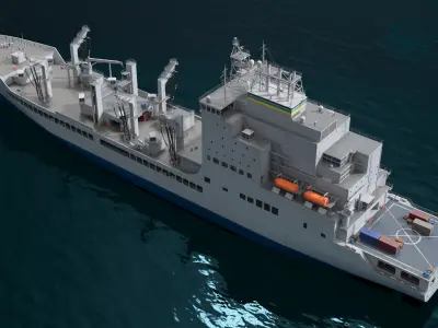  Fleet Logistics Tanker Floating at Sea Grey 