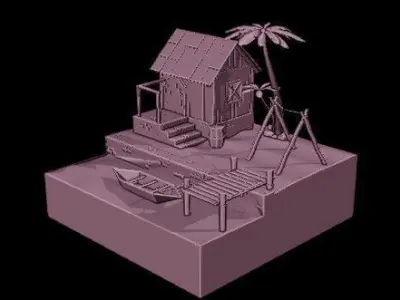 Beach House - Floating Island Artwork 3D print model