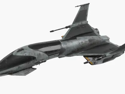 Dirty Futuristic Fighter Spaceship in Flight 3D model