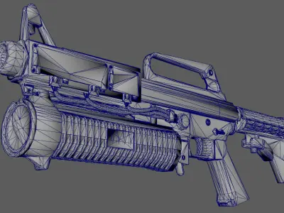Modern Grenade Gun Low-poly 3D model
