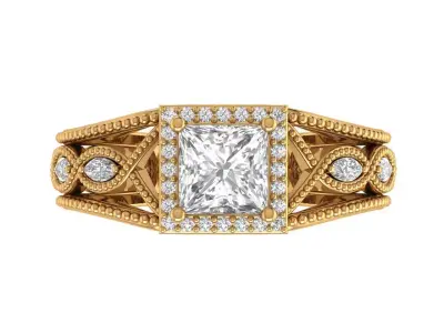Princess Engagement Ring 3D print model buy