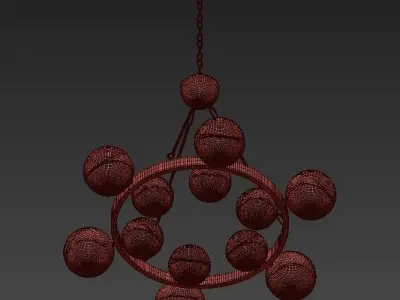 Piazetta chandelier with balls hanging from it 3D model