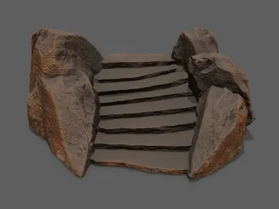 Stairs set of made of rocks Low-poly 3D model