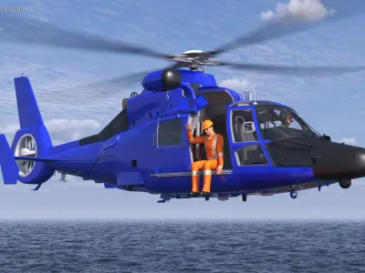  Search and Rescue Helicopter and Lifeboat with Characters 