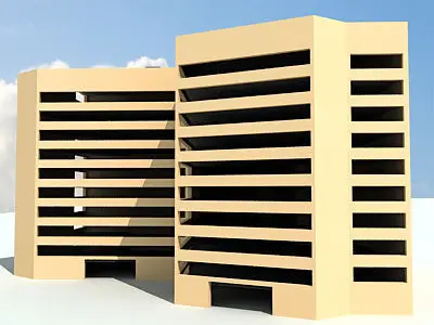  Yellow Complex Building 51 3D model