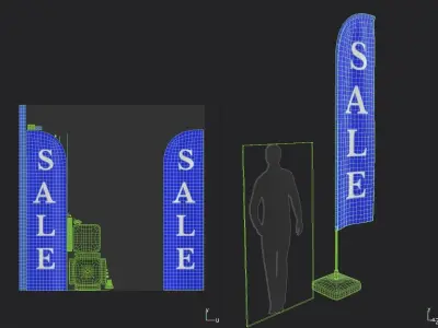 Banner Flag 01B Low-poly 3D model