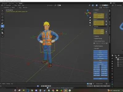 Male Cartoon Worker Builder Character Illustration Low-poly 3D model