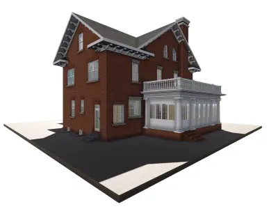 Old Brick House Low-poly 3D model