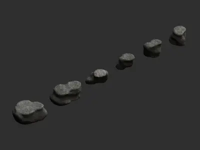 Short Flat Rocks - Cave Low-poly 3D model