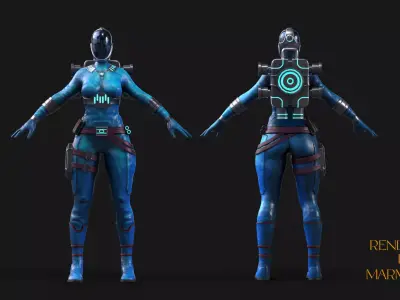 Space Woman Low-poly 3D model