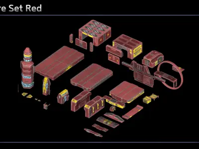 Modular Space Platform Kit Low-poly 3D model