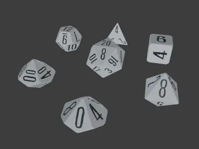 RPG Polyhedral Dice Set Wood Carved Style 3D print model