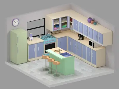 Kitchen Low-poly 3D model