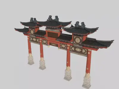 torii of Asian Ancient Architecture Market 3D model