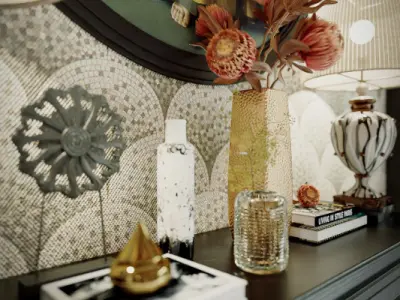 Indochine Living Room Interior Model 3D model