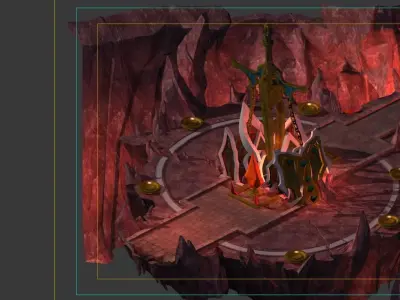 Game model - the altar on the volcano 3D model